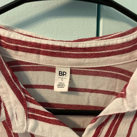 Red and White Striped Button Down Shirt - Picture 2 of 2